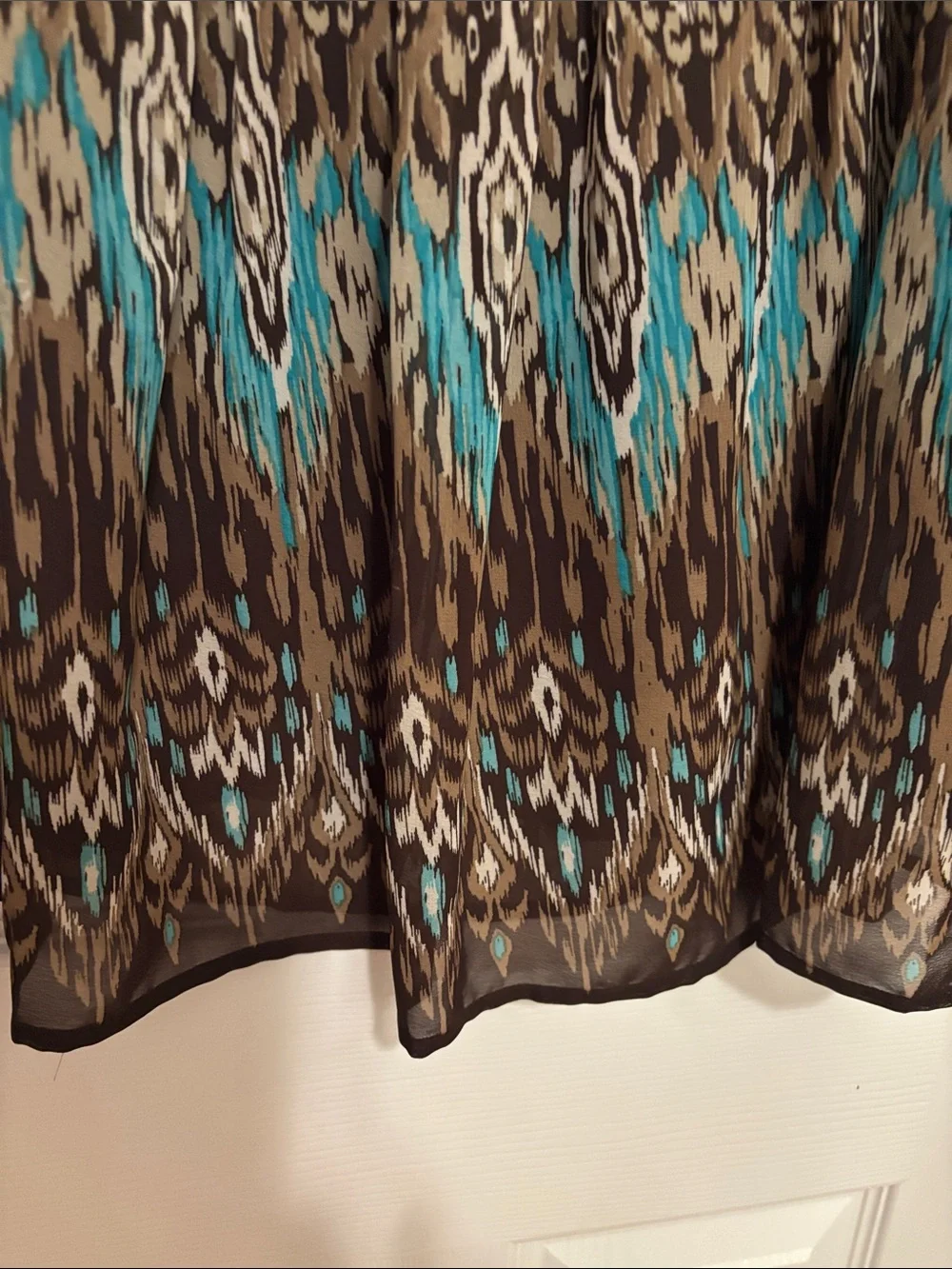 dressbarn Brown and Teal Printed Sleeveless Camisole with Ring Detail